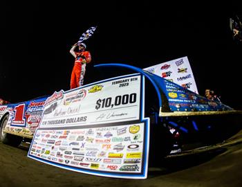 Hudson ONeal scored his first Lucas Oil Late Model Dirt Series (LOLMDS) victory of the season on Thursday night,  February 9. The win, which came at East Bay Raceway Park, was worth $10,000.