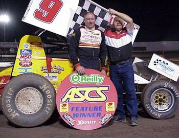 Gary Wright in victory lane at Tech Motor Speedway