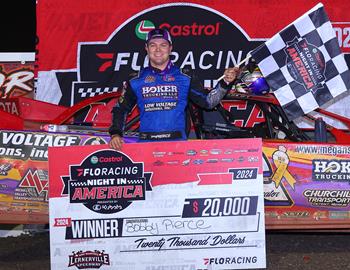 Bobby Pierce in Victory Lane at Lernerville Speedway on August 21, 2024. (Josh James Artwork image)