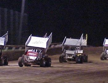 Nick Smith leads the pack down the front stretch