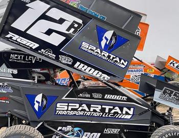 Harrison Robards in the pit area at Wayne County Speedway (Wayne City, IL) during the Fall Spectacular on November 4, 2023.