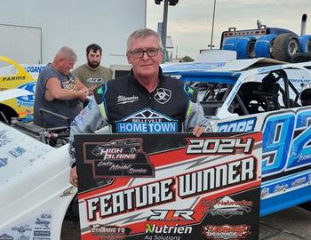 Delbert Smith started on the pole and led every lap after to clinch the win at Thomas County Speedway in Colby, Kansas on Friday, May 10.