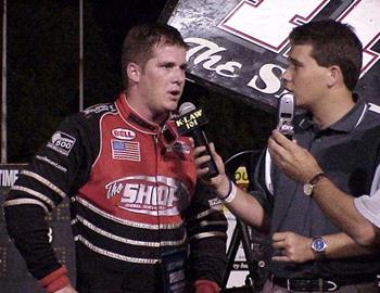 Jason Johnson interviewed in victory lane by Randy Ward