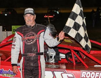 R.J. Conley wins at Muskingum County Speedway during the Valvoline American Late Model Iron-Man Series feature event on May 31.