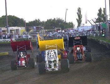 Down the frontstretch at Creek County Speedway