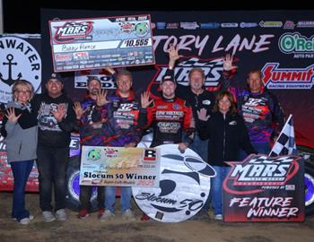 Bobby Pierce won the 2025 Slocum 50 at 34 Raceway (West Burlington, Iowa) with the Midwest Auto Racing Series.