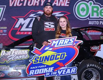 Justin Duty celebrates the Midwest Auto Racing Series (MARS) Late Model Championship Rookie of the Year title at Fairbury Speedway (Fairbury, IL)  on October 4-5, 2024.