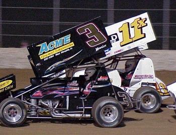 A.G. Rains (3) and Garry Lee Maier (11x) at Lake Ozark Speedway