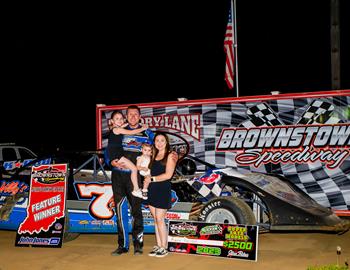 Hadleys first Victory Lane came on June 24, 2023 at Brownstown (Ind.) Speedway (Mark Schaefer Photo)