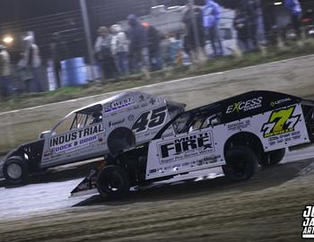 Peoria Speedway (Peoria, IL) – Midwest Auto Racing Series (MARS) Modified Championship – Garry Swibold Memorial – April 26, 2025. (Josh James Artwork photo)