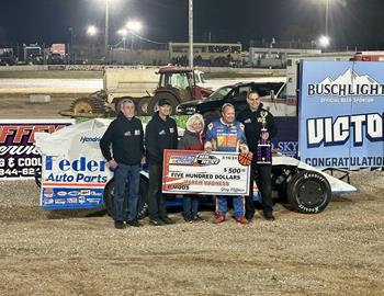 Ken Schrader streaked to his fourth win of 2024 on March 16 in the March Madness event at Springfield (Mo.) Raceway.