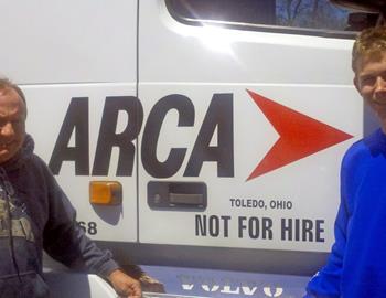Ken Schrader & Matt Tifft testing at Toledo Speedway (Ohio) for the ARCA event. (ARCARacing.com Photo)