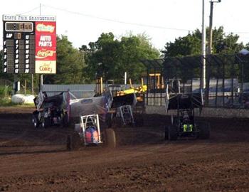 Down the frontstretch at State Fair Speedway