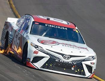 Chad Finchum competing in NASCAR Cup Series action at Nashville Super Speedway on June 20, 2021.