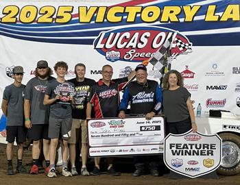 John Allen won the USRA - United States Racing Association Stock Car feature at Lucas Oil Speedway on June 14.