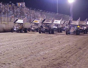 Three-wide at Joplin 66 Speedway, 8/24/02