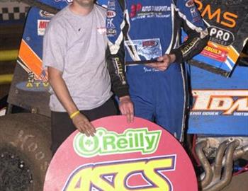 Jack Dover and crew chief Wayne Priddy in victory lane