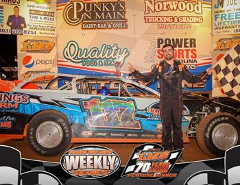 Justin Fite wins at Lancaster Motor Speedway during the Clyde Norwood Memorial on June 15