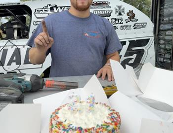 Chase Holland celebrates the day before his 21st birthday at Adams County Speedway (Quincy, IL) on August 11, 2024.