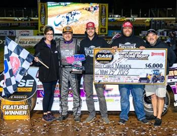 Chris Madden raced to the $6,000 World of Outlaws Case Late Model Series win on Thursday, May 25 at Sharon Speedway (Hartford, Ohio).