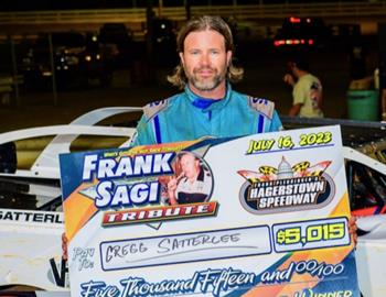 Gregg Satterlee collected $5,015 for his Frank Sagi Memorial win at Hagerstown (Md.) Speedway on Sunday, July 16. (Jason Walls image)