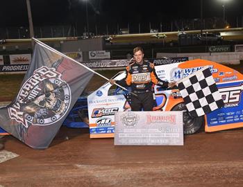 Nick Hoffman won the Renegades of Dirt feature at Sharon Speedway on August 27.