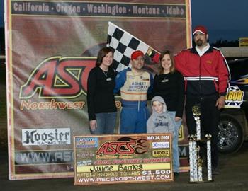 Jayme Barnes won the inaugural ASCS Northwest Region feature event on May 24