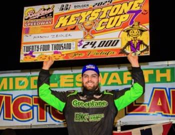 Mason Zeigler wins the Keystone Cup at Bedford Speedway on October 26