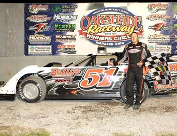 Devin Shiels visits Victory Lane at Oakshade Raceway on May 18.