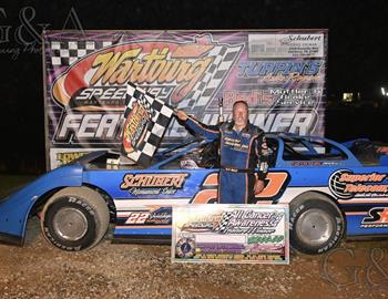 Mike Weeks wins at Wartburg Speedway on June 15 during the All Cancer Awareness Limited Special