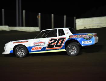 Rodney Sanders on track in a USRA Stock Car at Mississippi Thunder Speedway (Fountain City, WI) on September 15, 2023. (Jaction Photography)