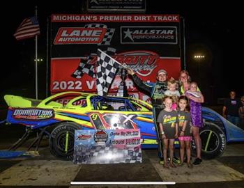 Cody in Victory Lane at Merritt (Mich.) Speedway with the $10,000 All-Star Performance Challenge Series.
