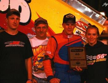 Jeff VanDusen enjoys his first ASCS Patriots triumph