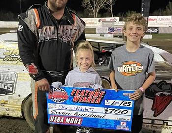 Christopher Wilhite, Jr. won at Creek County Speedway during the USRA Mods event