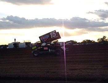 Setting sun over Michael Browns sprinter