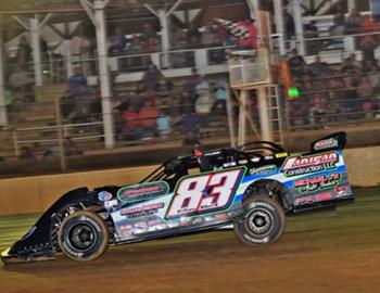 Scott James cruised to the $5,000 Super Late Model victory on Saturday night at Brownstown (Ind.) Speedway. (Mark Schaeffer image)