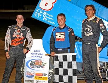 Race winner Blake Breen joined by runner-up Trevor Lewis (r) and third-place Bubba Broderick (l)