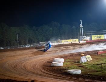 Nick Hoffman managed to save his No. 9 from flipping after this wild bicycle action at Talladega Short Track on April 21.