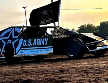 Cody Thompson competes on the Hunting for Heroes Salute to Veterans tour at Kossuth County Speedway (Algona, IA) on July 25, 2024.