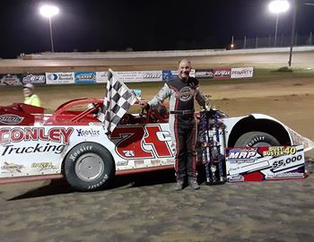 R.J. Conley registered a $5,000 Super Late Model win at Ohio’s Moler Raceway Park on Friday night.