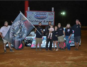 Austin won at Halifax County Motor Speedway on August 13.