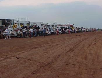 Pits  during the final speedweek show in Lawton
