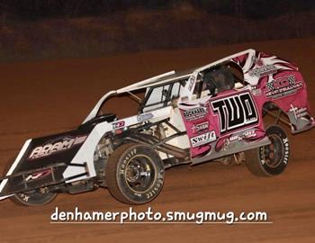 Jonathan Joiner in the Kelby Wright Racing No. TWO IMCA Modified at Southern Raceway on March 4, 2023.