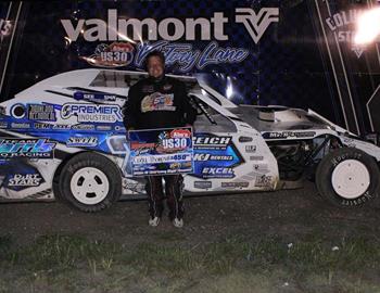 Cody in Victory Lane at U.S. 30 Speedway on July 28.