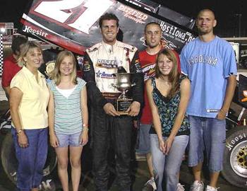 Brian Brown and company in victory lane (Racetracker Photos)