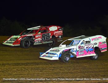 Monett Motor Speedway (Monett, MO) – USRA Heartland Modified Tour (HMT) – Larry Phillips Memorial – June 27-28, 2025. 