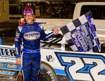 Gregg Saterlee in victory lane at Hagerstown following his $5,000 triumph on June 9.