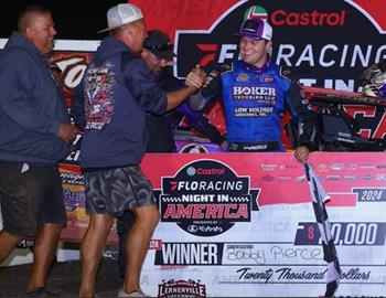 Bobby Pierce wins at Lernerville Speedway during the Castrol FloRacing Night in America for a $20,000 payday on August 21