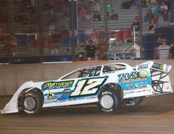 Ashton Winger scored the $5,000 triumph in DIRTcar Summer Nationals action at Davenport (Iowa) Speedway on Wednesday, June 21. (Brendon Bauman image)