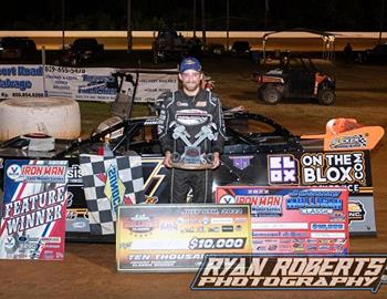 Josh Rice raced to a $10,000 Valvoline Iron-Man Late Model Series win on Friday night in the Johnny Mulligan Classic at Kentucky’s Ponderosa Speedway.